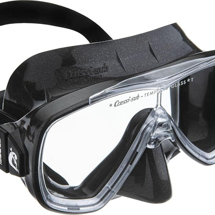 Cressi Single Lens Mask & Snorkel Set - Tempered Glass Diving Mask - Snorkel Set Adults for Pools & Sea - Quick-Adjust Buckles for Scuba Diving Equipment - Black / Black - Single Mask