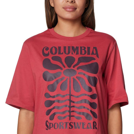 Columbia North Cascades Women's Casual T-Shirt, Daredevil/Floral Groove, X-Large