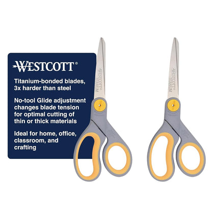 ACME 13901 Titanium Straight Scissors 8" 2/Pkg , Grey