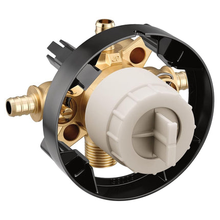Moen U140XS M-CORE 3-Series 4 Port Tub and Shower Pre-Fabricated Mixing Valve with Crimp Ring PEX Connections and Stops, or Unfinished