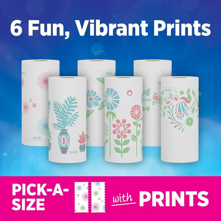 Sparkle Pick-A-Size Paper Towels, Spirited Prints, 6 Double Rolls = 12 Regular Rolls, Everyday Value Paper Towel With Full And Half Sheets
