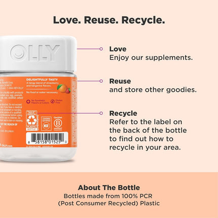 OLLY Laser Focus Gummy, 18 Day Supply (36 Gummies), Berry Tangy Tangerine, Ginseng, Alpha GPC, B Vitamins, Chewable Supplement