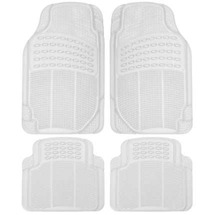 BDK 4-Piece Rubber Transparent Clear Floor Mats Heavy Duty for Front & Rear Car Truck Van SUV, All Weather Protection, Universal Fit