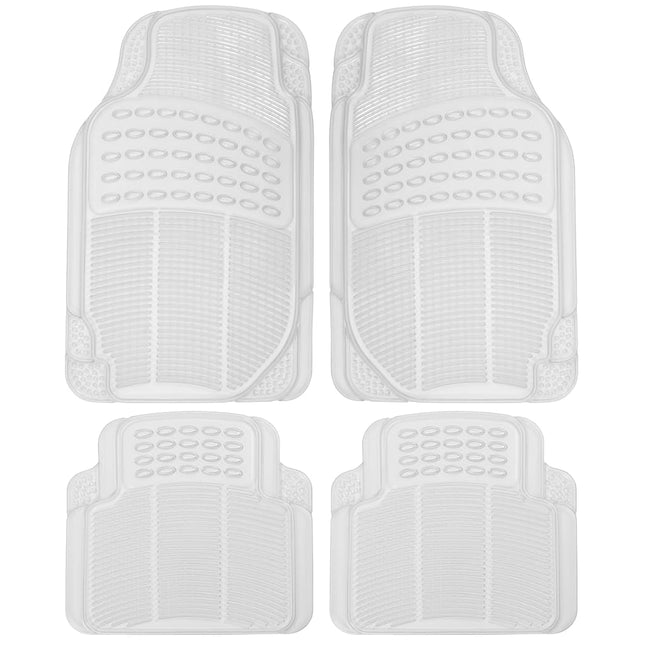 BDK 4-Piece Rubber Transparent Clear Floor Mats Heavy Duty for Front & Rear Car Truck Van SUV, All Weather Protection, Universal Fit
