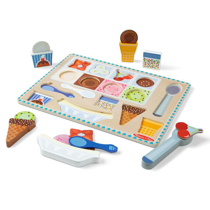 Melissa & Doug Ice Cream Wooden Magnetic Puzzle Play Set, 16 Magnet Pieces, Play Food Toy for Boys and Girls Ages 2+