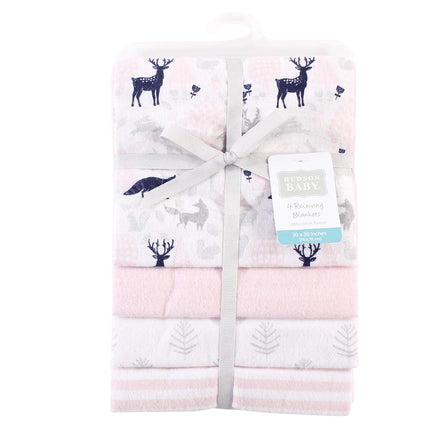 Hudson Baby Unisex Baby Cotton Flannel Receiving Blankets, Linocut Woodland Girl, One Size