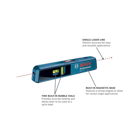 BOSCH GLL 1 P 65 Ft Line and Point Laser, Includes 2 AA Batteries & Versatile Mount