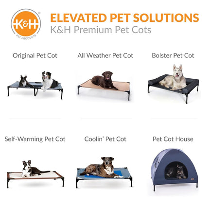 K&H Pet Products Elevated Outdoor Dog Cot Bed, Raised Cooling Bed with Washable Breathable Mesh for Medium Dogs, Portable Raised Platform Pet Bed, Heavy Duty Metal Frame Hammock Bed, Medium, Tan