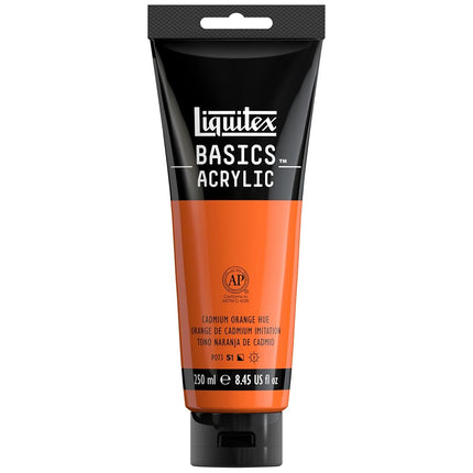 Pintura acrílica Reeves 4385720 Liquitex Basics en tubo de 8.5 onzas, tono naranja cadmio