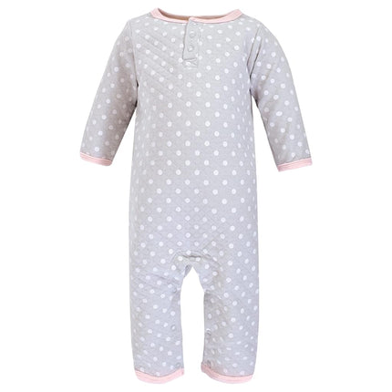 Hudson Baby Unisex Baby Premium Quilted Coveralls, Pink Gray Elephant, 9-12 Months