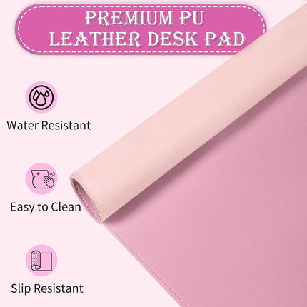 47.2" x 23.6" Large Desk Pad - Non-Slip PU Leather, Waterproof Writing Mat for Keyboard & Mouse, Fairy Tale Pink