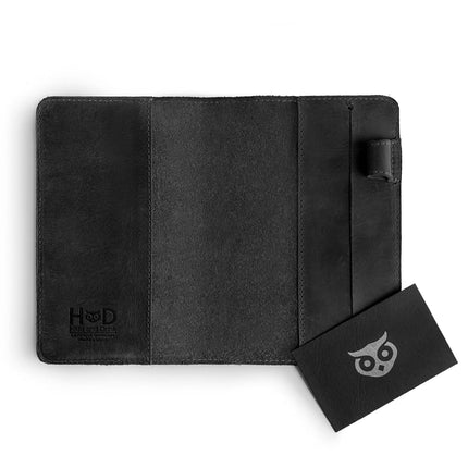 Hide & Drink, Rustic Cover for Leuchtturm A6 Hardcover Notebook (3.6 x 5.9 in. Notebook Not Included) Full Grain Leather, Handmade (Charcoal Black)
