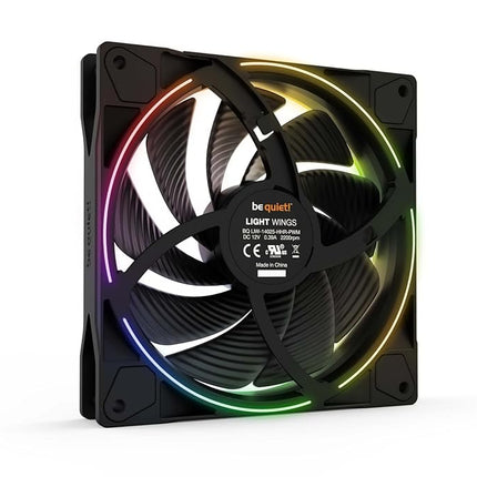 be quiet! Light Wings 140mm PWM High-Speed Fan, 3 Fans Included, ARGB Lighting, Multiple Colors and Modes, Silence-Optimized Fan Blades, High Air Pressure, Low Noise-Generating Turbulences