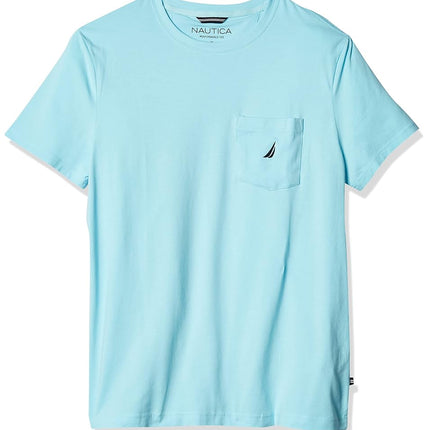 Nautica Men's Solid Crew Neck Short-Sleeve Pocket T-Shirt, Bright Aqua, XL