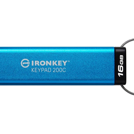 Kingston IronKey Keypad 200C Type-C hardware-encrypted USB Flash Drive FIPS 140-3 Level 3 (Pending) with XTS-AES 256-bit Hardware Encryption -IKKP200C/16GB