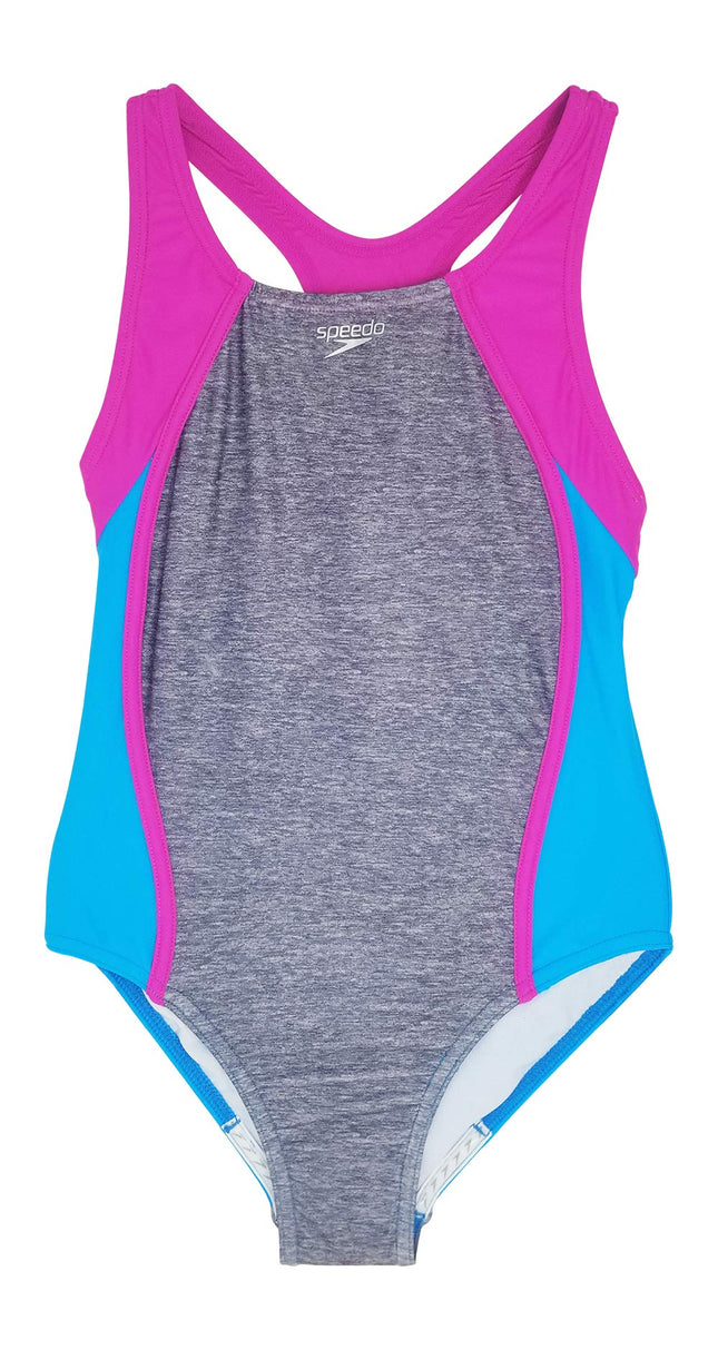 Speedo Girls Mesh Splice Thick Strap One Piece Swi