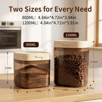 Airtight Food Storage Container with Magnetic Scoop & Built-in Leveler, 800ML Coffee Canister with Date Tracker, BPA Free UV Blocking Food Container for Coffee Beans, Ground Coffee, Tea, Sugar & Flour