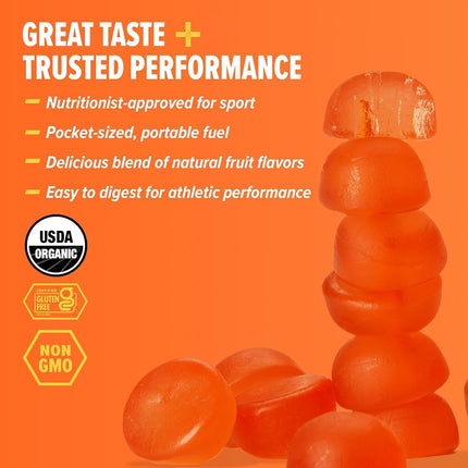Honey Stinger Organic Orange Blossom Energy Chew | Gluten Free & Caffeine Free | for Exercise, Running and Performance | Sports Nutrition for Home & Gym, Pre and Mid Workout | 12 Pack, 21.6 Ounce