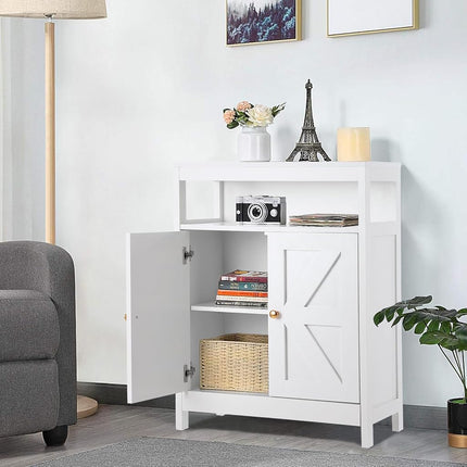 Mueble auxiliar de baño GAOMON de madera con 2 puertas, armario de almacenamiento independiente para cocina/sala de estar/baño, color blanco