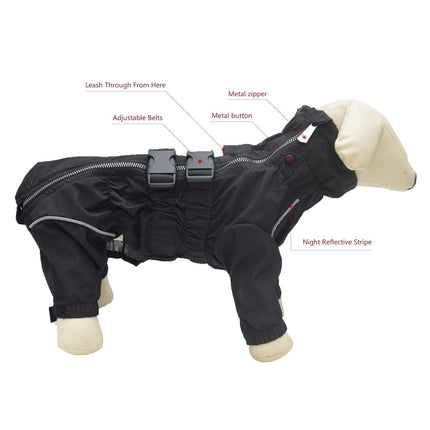 Dogs Waterproof Jacket, Lightweight Waterproof Jacket Reflective Safety Dog Raincoat Windproof Snow-proof Dog Vest for Corgis Dachshund Small Medium Large Dogs Black D-M