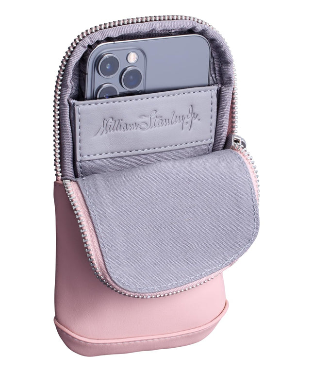STANLEY Estuche Esencial Midi de Botella Cruzada | Soporte para Teléfono, Cartera y Llaves para Botella de Agua | Bolsa de Accesorios de Piel Sintética para Correa de Transporte | Accesorios para Vaso Térmico | Sin BPA | Cuarzo Rosa