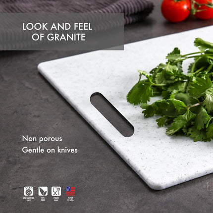 Dexas Superboard Cutting Board with Handle 11 x 14.5 inch Blue Granite, Kitchen Prep Board, Dishwasher Safe, Non-Porous Poly Surface, Made in USA