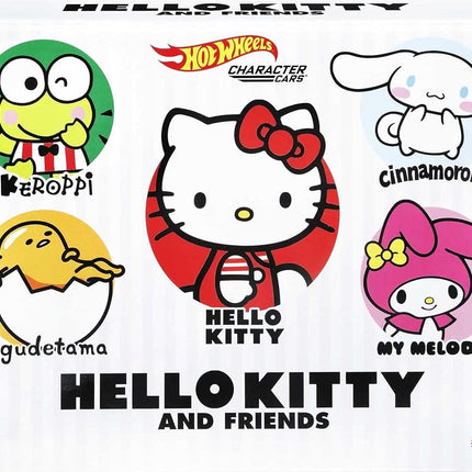 Hot Wheels Hello Kitty and Friends DieCast CHARACTER CARS Set of 5 Car Models - Keroppi Gudetama Cinnamoroll My Melody - Scale 1:64 - Length 5 cm