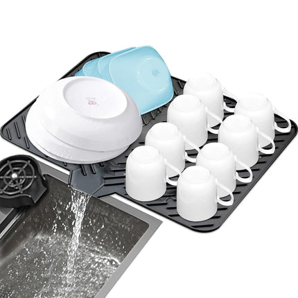 Luxet Silicone Dish Drying Mat with Built-in Drain
