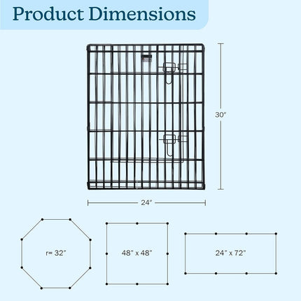Petmaker Dog Playpen - Foldable Metal Playpen with 8 Panels of 24 x 30 Inch - Indoor and Outdoor with Door for Dogs, Cats or Small Animals
