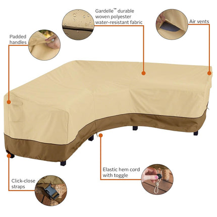 Classic Accessories 55-882-011501-RT Veranda Patio V-Shaped Sectional Sofa Cover, V-Shaped, Pebble/Bark/Earth