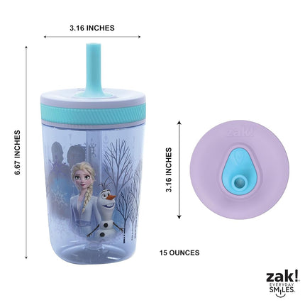 Zak Designs Frozen 2 Kelso 15oz Leak-Proof Toddler Straw Cups, 2-Pack