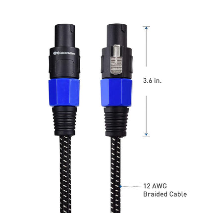 Cable Matters 2-Pack, Premium Braided 12AWG Speaker Cable 6 ft Compatible with Speakon NL4FC Port