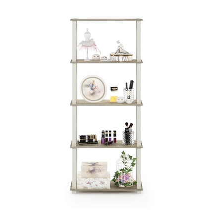 Furinno TURN-S-TUBE Book Shelf, 5-Tier Toolless Storage Shelves with Square Tubes, Shelving Unit for Organization and Storage for Living Room, Home Office, Sonoma Oak
