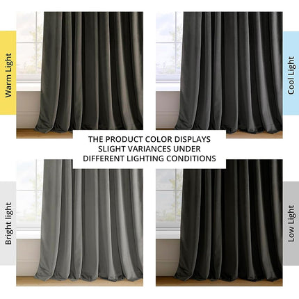 HPD Half Price Drapes Signature Velvet Thermal Blackout Curtains for Living Room 96 Inch Long (1 Panel) Rod Pocket Insulated Blackout Curtains for Bedroom Window Curtains, 100W x 96L, Gunmetal Grey