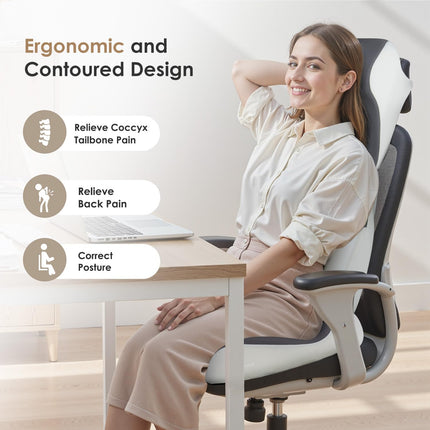 FLORICH Car Seat Cushion & Lumbar Support Pillow & Car Neck Pillow Ergonomic and 100% Memory Foam, Upgraded Larger and Breathable Car Seat Cushion & Back Support Pillow - Gray