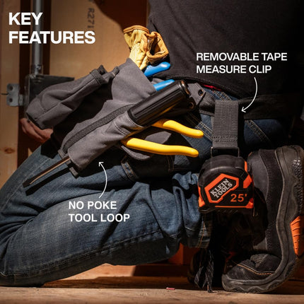 Klein Tools 21024 8-Pocket Tool Apron, Durable Duck Canvas with Riveted Seams, Adjustable Work Belt for Men and Women, 46-Inch Length, Removable Tape Measure Loop