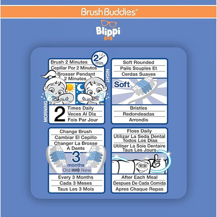 Brush Buddies Blippi Kids Toothbrushes Kit, Manual Toothbrushes for Kids, Toothbrush for Toddlers 2-4 Years, Travel Toothbrush Kit with Cover and Cup, 3PC