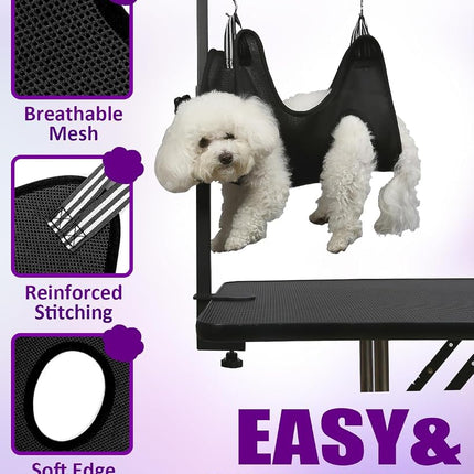 Breeze Touch Dog Grooming Arm - 35" Dog Grooming Table Arm with Clamp and Post, Loop Noose, No Sit Haunch Holder Grooming Restraint for Small & Medium Dogs