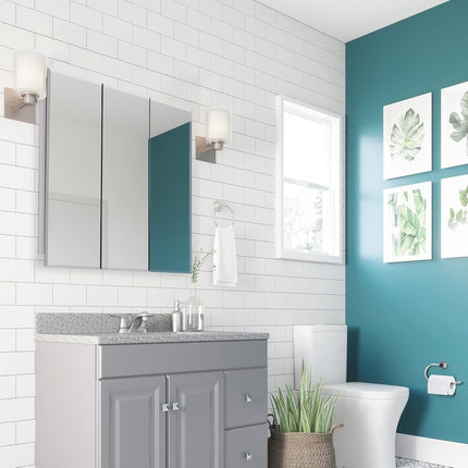 Design House 36 Inch Cyprus Bathroom Medicine Cabinet, Durable Pre-Assembled Wall Mounted Cabinet w/Frameless Mirrored Doors, White, 590265