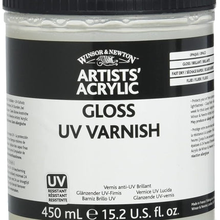 Winsor & Newton WN Acrylic Gloss Varnish(+UV), ACFAGV474, transparent, 450 ml (Pack of 1), 3050929