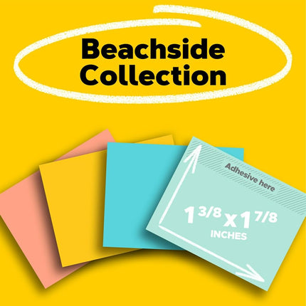 Post-it Notes, 1.5x2 in, 24 Pads, America's 1 Favorite Sticky Notes, Beachside Caf� Collection, Pastel Colors, Clean Removal, Recyclable (654-14AU)