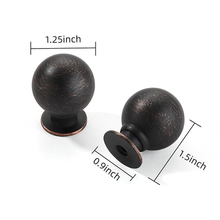 CABDM 10 Pack 1-1/4 Inch Solid Oil Rubbed Bronze Cabinet Knobs Large Heavy Duty Drawer Knobs Kitchen Cabinet Hardware Vintage Ball Knobs Pulls for Drawers.