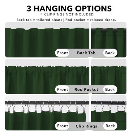 Deconovo Blackout Curtains for Kitchen Window - Back Tab and Rod Pocket Curtains, Room Darkening Curtains - 52x45 Inch, Dark Forest, 2 Panels