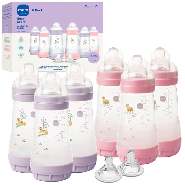 MAM 9oz Easy Start Anti-Colic Baby Bottles, Medium