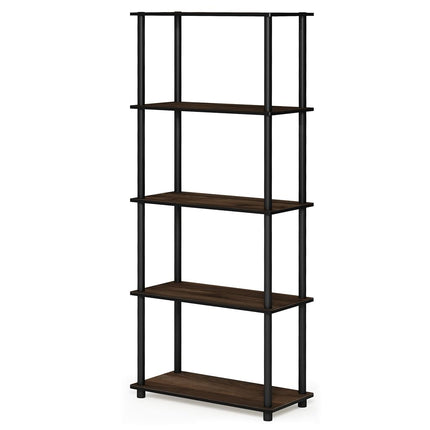 Furinno TURN-N-TUBE 5-Tier Tool-Free Corner Shelf, Columbia Walnut