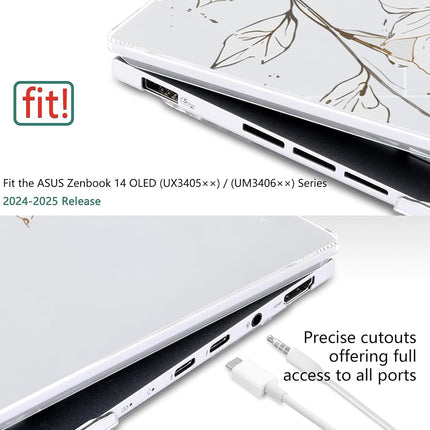 Batianda Artistic Case for ASUS Zenbook 14 OLED 2024 2025,Golden Wildflower