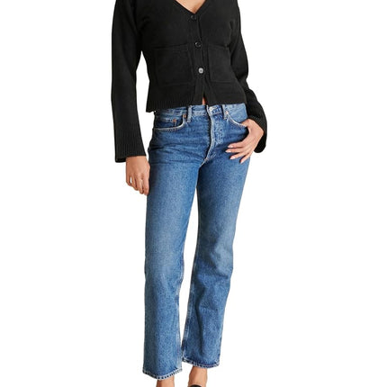 Steve Madden Women's Apparel Odelia Cardigan Sweater, Black, M