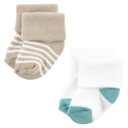 Hudson Baby Chaussettes en éponge et en coton riches unisexe pour nouveau-né, rayures sarcelle et marron, 6-12 mois, rayures sarcelle et marron, 6-12 mois