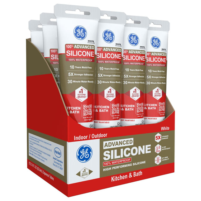 GE Advanced Silicone Caulk for Kitchen & Bathroom,