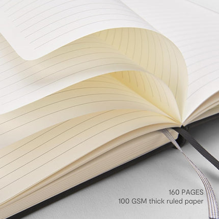 &And Per Se Lined Notebooks, 3 Pack, A5 Hardcover Journals, 160 Page Thick Paper, 100 GSM, Notebook for Office, School (Black)